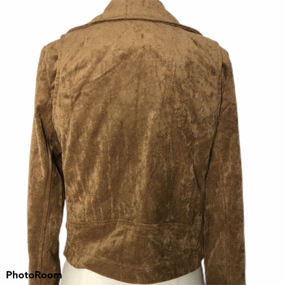 Lulus Suede With Love Tan Suede Moto Jacket. No rages, inside tag is cut - Picture 6 of 9
